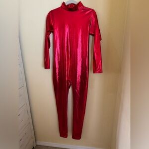 Red Metallic Jump/CatSuit Devil Costume or Britney Toxic Costume Size M EUC